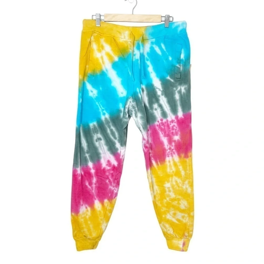 NWT La Detresse Large Tie Dye Strawberry Fields Jogger Sweatpants - Picture 2 of 7